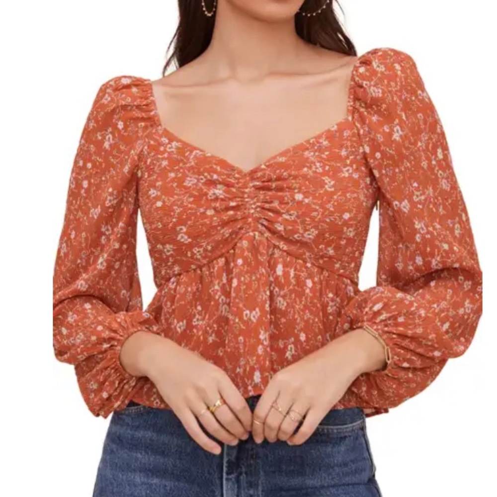 ASTR the label rust sweetheart blouse
